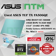 #AT191 Used Gaming ASUS TUF FA506QE AMD Ryzen 7-5800H 16GB RAM 512GB SSD Nvidia RTX3050Ti RTX 3050Ti