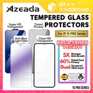 AZEADA Tempered Glass Matte Screen Protector HD Tinted Privacy Anti Spy For IP 15 PRO Templet Kaca