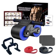 Automatic Rebound Abdominal Wheel, Ab Roller Wheel with Push Up Bars, Resistance Bands, Knee Mat - H