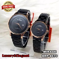 Jam tangan mirage Original 8670 M/L Couple Pria Wanita Model tipis Rantai Stainless Steel Tahan Air 