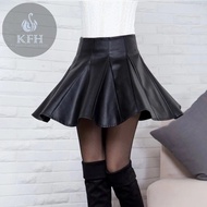 Ruffle Skirt/ Rempel Tennis Mini Skirt Tennis Skirt Mini Skirt Women Short Skirt PU Leather Women Bottoms Casual All Season Fashion Korean Pleated Skirts Slim High Waist