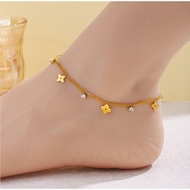 18K Gold Clover Diamond Anklet, Stainless Steel Indelible Anklet for Women's Jewelry