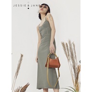 ☢JESSIE&amp;JANE geometric niche design cowhide accordion square bag hand-held single-shoulder oblique w