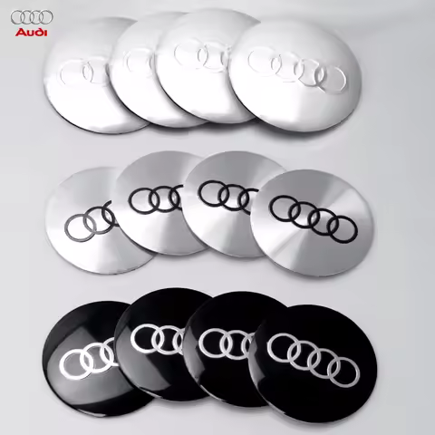 4pcs Set of Wheel Center Caps Stickers Car Hub Covers for Audi S RS A3 A4 B8 A6 A5 Q5 A7 - Multiple 