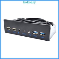 KOK USB 3 1 TypeC + 2x USB3 0 + 2x USB2 0 Hub + 3 5mm + Earphone for 5 25 Bay
