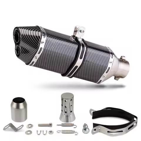 370mm Motorcycle Exhaust Hexagon Muffler with DB Killer For CB400X ZX25R XMAX125 ADV150 PCX160 R25 M