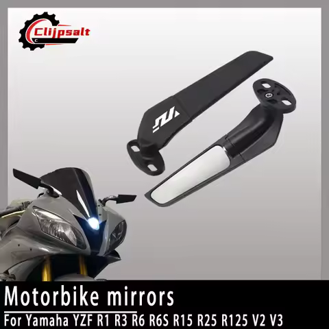 Rearview Mirror For Yamaha YZFR1 R3 R6 R6S R15 R25 R125 V2 V3 360° Rotating Wind Wing Motorcycle Acc