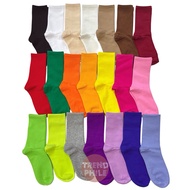 Korean Candy Colors Plain Solid Mid Cut Crew Iconic Socks