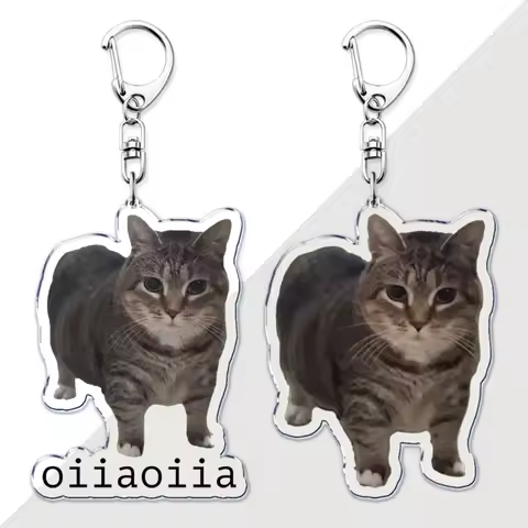 Funny Brainrot Spinning Cat Keychains for Accessories Bag OIIA OIIA Meme Uia Meow Key Chain Ring Jew