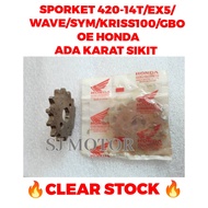 HONDA 420-14T FRONT SPROCKET EX5 / WAVE / SYM / KRISS100 / GBO - 14T OE SPROCKET DEPAN LIMITED STOCK
