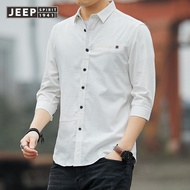 JEEP SPIRIT เสื้อเชิ้ตเสื้อเชิ้ตผู้ชาย2023แขนเจ็ดส่วนของผู้ชาย