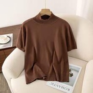 Plus Size 0XL-4XL Summer Thin Women Knit Top Casual Short Sleeves Sweater Top
