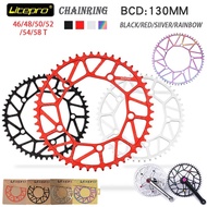 Litepro 130BCD Bike Chainring 9 10 11 Speed Hollow CNC Aluminum alloy Single Disc Chainwheel Road Folding Bike Chain Wheel 46/48/50/52/54/56/58T BCD 130mm Narrow Wide Chainwheels