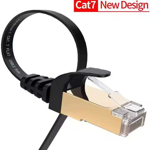 Cat 7 Shielded Ethernet RJ45 Network Cable Cat7 Flat Ethernet Patch Cables For Modem, Router, LAN, P