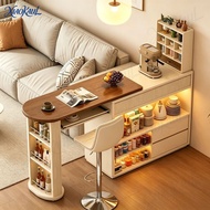 Retractable Solid Wood Bar Table Narrow Island Counter Dining Sofa Side Cabinet Balcony Table
