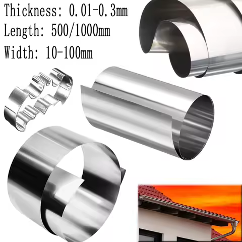1Pcs 304 Stainless Steel Strip Coil Sheet 0.5m/1m Width Metal Steel Strip 0.01mm 0.03mm 0.05mm 0.08m
