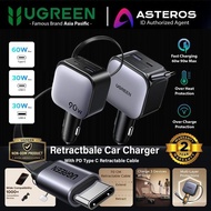 IPHONE UGREEN Car Charger 60W 90W 145W Built in Cable Type C Retractable USB A USB C PORT Fast Charg