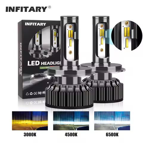 Infitary Car Headlight Bulbs H4 H7 Led 20000LM H1 H3 H11 H13 880 9005 9006 HB4 3 Color Change 3000K