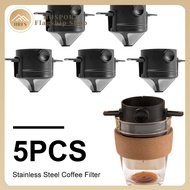 5PCS Pour Over Coffee Maker Paperless Stainless Steel Camping Coffee Filter Easy To Clean Collapsibl