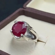 男士天然紅寶石戒指 925 純銀 Yakoot 戒指 男士真紅寶石戒指