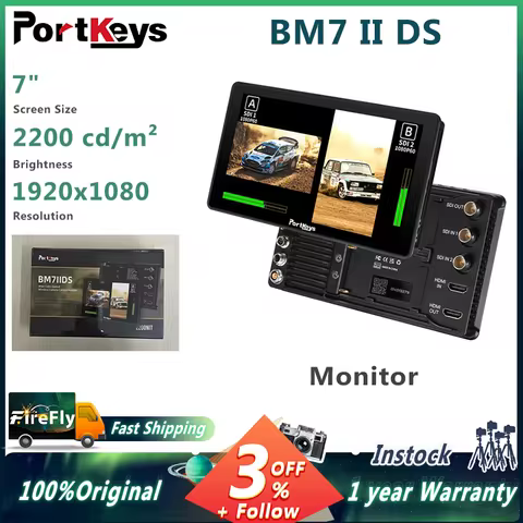 PortKeys BM7 II DS 7″ 2200nit Wide Color Gamut Wireless Camera Control Monitor 4K Full Touch Screen 