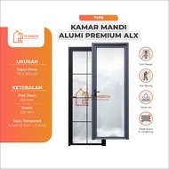 PINTU Kamar Mandi Aluminium 200x70 Full Kaca / Pintu + Kusen + Handle fullset Anti Karat full kaca m