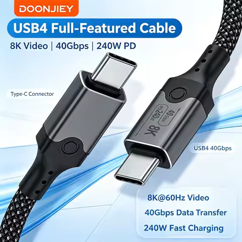 DOONJIEY USB 4 Cable 240W , Thunderbolt 4/3 Compatible 40Gbps Data Transfer, 8K@60Hz Video, USB C to