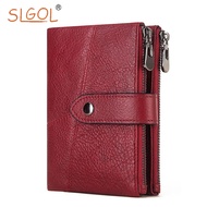 Genuine Horsehide Leather Bifold Wallet with Double Zipper   Pocket,SLGOL Minimalist Vintage Horsehide Leather Wallet For Men