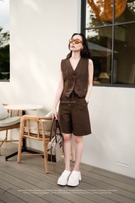 พร้อมส่ง Set เสื้อแขนกุดกระเป๋าหน้า+กก.ขาสั้น งานป้ายvshopbrand