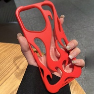 เคสโทรศัพท์ TPU ป้องกันการร่วงหล่น สกินฟรี ลายเปลวไฟโปร่ง เข้ากับไอโฟน 15 โปรแม็กซ์/16 โปรแม็กซ์/16 