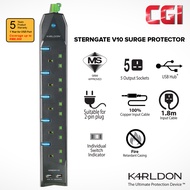 Karldon Sterngate V10 Surge 5 with 2 USB Port with Connected Equipment Warranty (Coverage up to RM 8