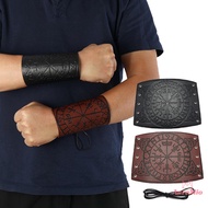 [AuraMio] Fashion Punk Men Women Cosplay Wide Leather Bracelet Arm Armor Cuff Wrist Guard Viking Pat