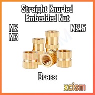 [M2 M2.5 M3] Straight Knurled Embedded Nut Heat Set Threaded Insert 3D Printing Injection Molding Laptop Repair - Brass