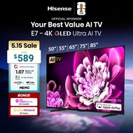 Hisense E7Q 50/55/65/75/85 inch 4K QLED Ultra AI TV | Quantum Dot | AI Eye Care | Dolby Atmos