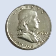 Uang Koin Amerika Benjamin Franklin (Liberty Bell) Half Dollar 1958.