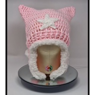 HANDMADE SKULL BEANIE CAT HAT/CAT EARFLAP/CAT HAT CAT HAT/CAT BEANIE HAT CUTE HAT VIRAL/ KOREAN FASH