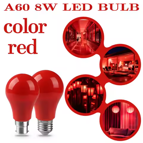 E27 B22 LED Color Bulb 8W RED Lighting 640LM AC100-240V Lamp Decor Bulbs for Bedroom Wedding Party C
