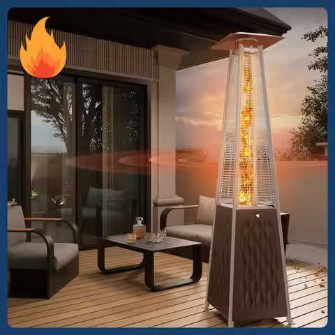 Bestseller[Limited Stock!]48,000 BTU Pyramid Patio Heater, Quartz Glass Tube Propane Outdoor Heater 