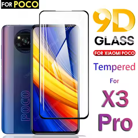 9D Full Coverage Tempered Glass For Xiaomi Poco X3 Pro NFC Screen Protector Poco F3 Pro F2 M3 Poco X