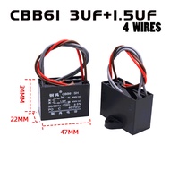 CBB61 CAPACITOR 3UF/1.5UF (4 WIRES) FOR CEILING FAN  f Fan Capasitor Motor Capacitor Fan 8uf cbb61 capacitor