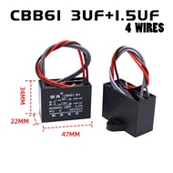 CBB61 CAPACITOR 3UF/1.5UF (4 WIRES) FOR CEILING FAN  f Fan Capasitor Motor Capacitor Fan 8uf cbb61 c
