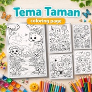 20 SHEETS OF A5 & A4 SIZE COLORING PAPER - GARDEN THEME (A5)