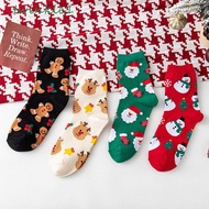 TWINKLE1 Christmas Socks Cute Harajuku Girls Gift Fashion Design Elk Snowman Mid-Tube Socks