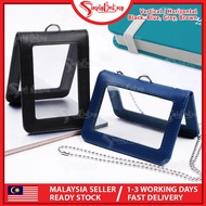 SIMPLYBEST Double Sided Staff ID Card Holder 4 Faces Leather with Metal Ball Chain Lanyard Airlines 