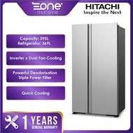 Hitachi 595L Side By Side Standard Inverter Refrigerator LED Control Panel Fridge R-S800PM0 GS | Freezer | Peti Sejuk | Peti Ais