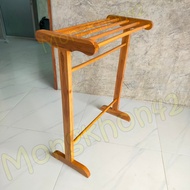 MK42 ราวตากผ้า ราวผ้าไม้สัก ที่ตากผ้า 80*40*100 ซม. สีย้อมเคลือบ Clothes rack.