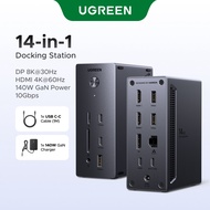 UGREEN 140W GaN Power 14-In-1 Docking Station DP 8K@30Hz HDMI 4K@60Hz 10Gbps Multi-port Desktop Char