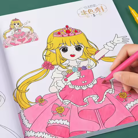 Princess Coloring Book For Kids Girls Primary School Students' Graffiti Drawing Book For 3-10 Years