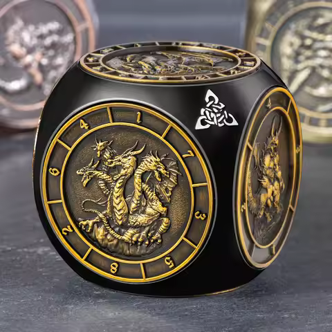 7 in 1 Spinner DND Metal Dice 3D Relief D&D Polyhedral Dice for RPG Role Playing Gaming Dungeon and 