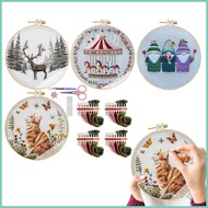 Christmas Embroidery Kit Christmas Decor Hand Embroidery Ornament Set for Adult Beginner Women DIY C
